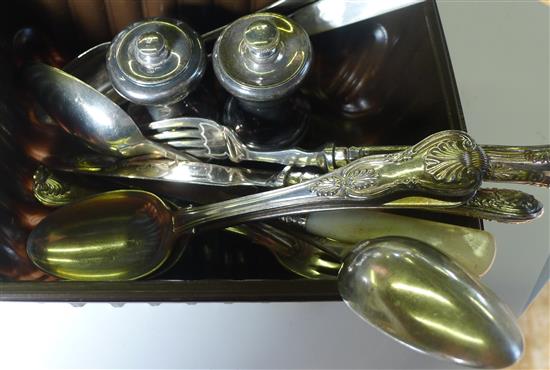 2 silver peppers & other flatware